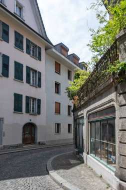 Eski şehir Lozan 'ın Panoraması, Vaud Kantonu, İsviçre