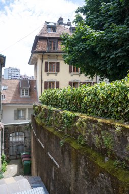 Eski şehir Lozan 'ın Panoraması, Vaud Kantonu, İsviçre