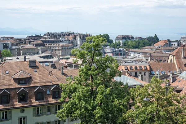 Lausanne Óvárosának Panorámája Vaud Kanton Svájc — Stock Fotó