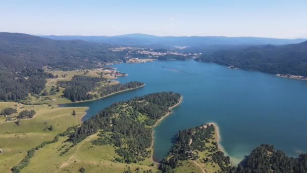 Aerial Summer View Dospat Reservoir Smolyan Region Bulgaria — Vídeo de Stock