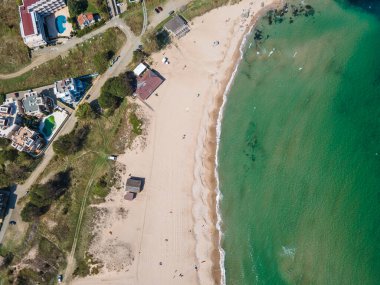 Bulgaristan 'ın Burgaz Bölgesi' ndeki Lozenets kasabası yakınlarındaki Karadeniz kıyılarının hava manzarası