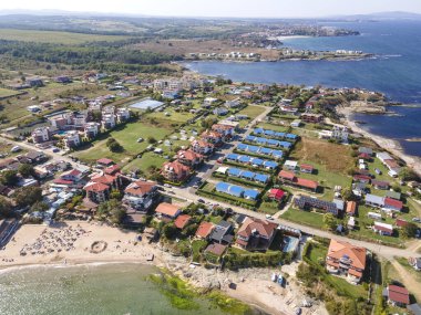Bulgaristan 'ın Burgaz Bölgesi Arapya plajı yakınlarındaki Karadeniz kıyılarının hava manzarası