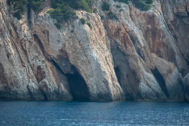 Lefkada, İyon Adaları, Yunanistan 'ın kıyı şeridinin inanılmaz panoramik manzarası