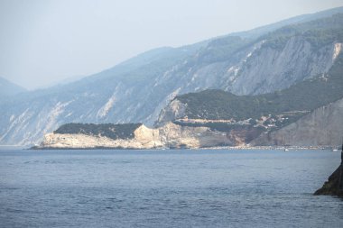 Lefkada, İyon Adaları, Yunanistan 'ın kıyı şeridinin inanılmaz panoramik manzarası