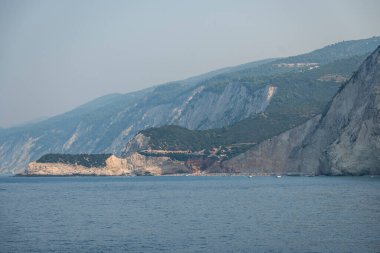 Lefkada, İyon Adaları, Yunanistan 'ın kıyı şeridinin inanılmaz panoramik manzarası