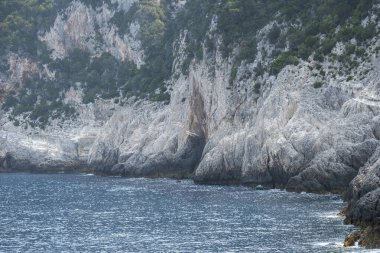 Lefkada, İyon Adaları, Yunanistan 'ın kıyı şeridinin inanılmaz panoramik manzarası