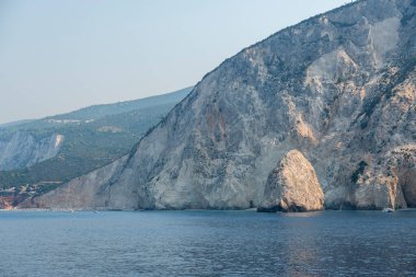 Lefkada, İyon Adaları, Yunanistan 'ın kıyı şeridinin inanılmaz panoramik manzarası