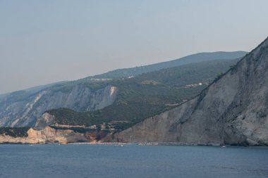 Lefkada, İyon Adaları, Yunanistan 'ın kıyı şeridinin inanılmaz panoramik manzarası