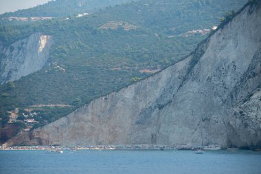 Lefkada, İyon Adaları, Yunanistan 'ın kıyı şeridinin inanılmaz panoramik manzarası