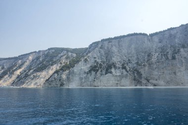 Lefkada, İyon Adaları, Yunanistan 'ın kıyı şeridinin inanılmaz panoramik manzarası