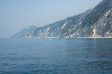 Lefkada, İyon Adaları, Yunanistan 'ın kıyı şeridinin inanılmaz panoramik manzarası