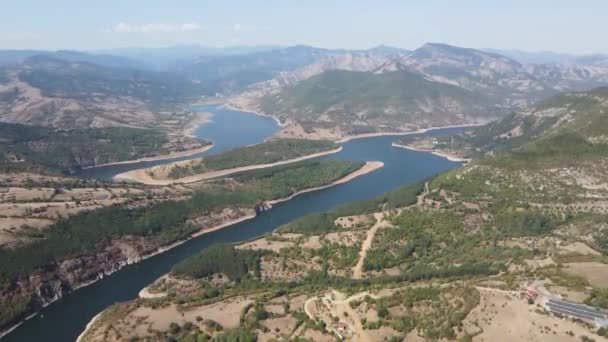 Дивовижний Вид Повітря Водосховище Карджалі Річку Арда Болгарія — стокове відео