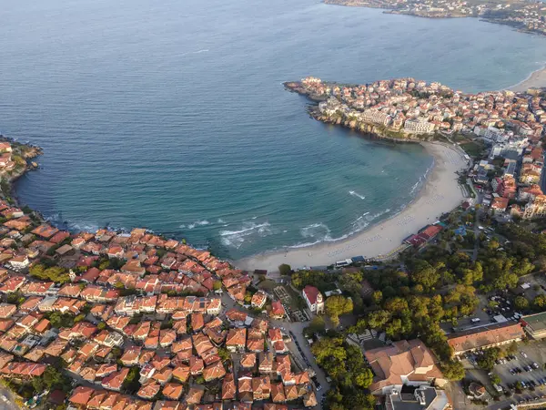 stock image Aerial sunset view of old town of Sozopol, Burgas Region, Bulgaria