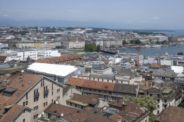 GENEVA, SWitzERLAND - 20 Haziran 2023: İsviçre 'nin Cenevre kentinin şaşırtıcı Panoramik manzarası
