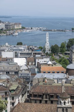 GENEVA, SWitzERLAND - 20 Haziran 2023: İsviçre 'nin Cenevre kentinin şaşırtıcı Panoramik manzarası