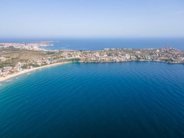 Bulgaristan 'ın Burgaz Bölgesi Sozopol yakınlarındaki Smokinya Plajı' nın hava manzarası