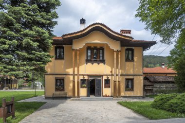 Typical Street and old houses in Historical town of Koprivshtitsa, Sofia Region, Bulgaria clipart