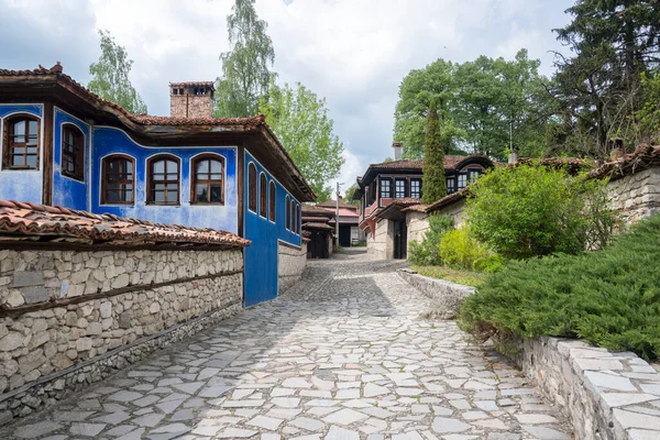 stock image Typical Street and old houses in Historical town of Koprivshtitsa, Sofia Region, Bulgaria