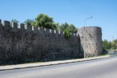 Antik Ambrakya 'nın Arta kalesi, Epirus, Yunanistan' ın panoramik manzarası