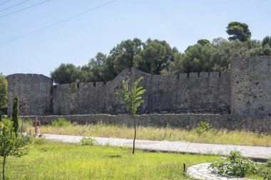 Antik Ambrakya 'nın Arta kalesi, Epirus, Yunanistan' ın panoramik manzarası