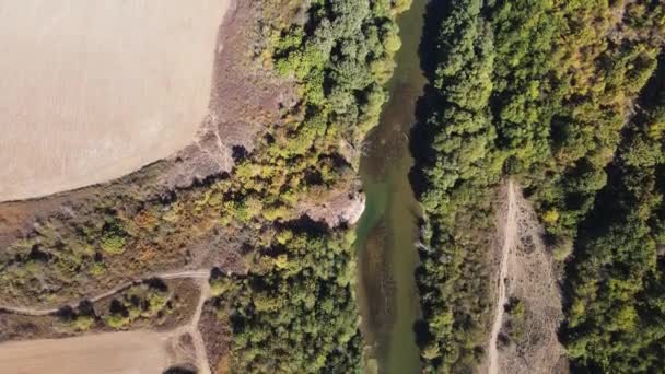 Удивительный Вид Воздуха Реку Вит Проходящую Вблизи Села Аглен Ловечская — стоковое видео