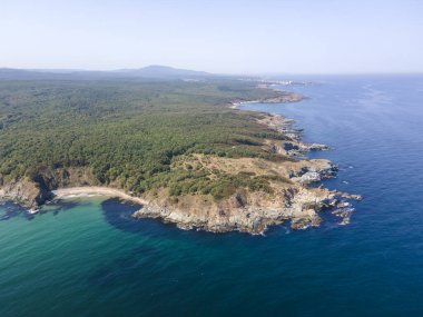 Bulgaristan 'ın Burgaz Bölgesi' nin Rezovo kasabası yakınlarındaki Silistar plajının hava manzarası