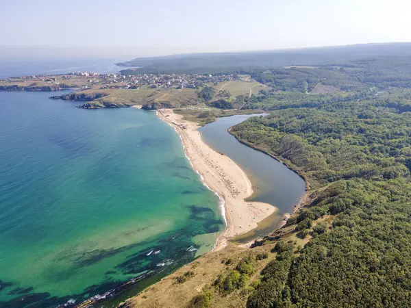 Stock image Aerial view of Black sea coast near Veleka Beach, Sinemorets,  Burgas Region, Bulgaria