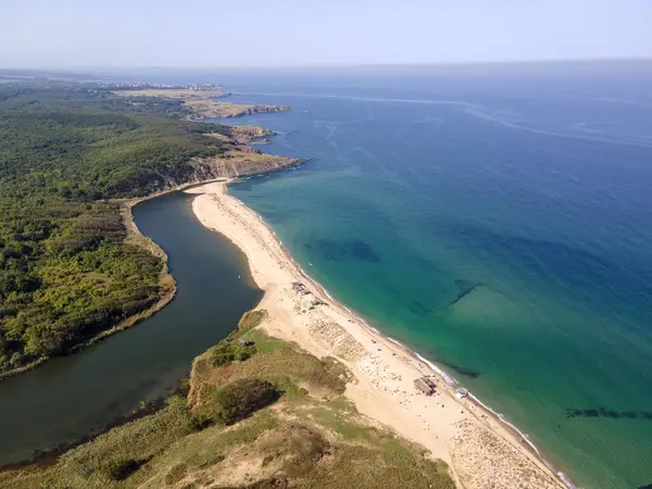 stock image Aerial view of Black sea coast near Veleka Beach, Sinemorets,  Burgas Region, Bulgaria