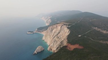 Lefkada, İyon Adaları, Yunanistan 'ın kıyı şeridinin inanılmaz panoramik manzarası