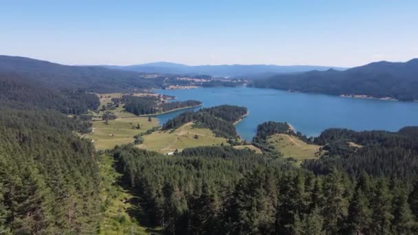 Aerial Summer View Dospat Reservoir Smolyan Region Bulgaria — Stok Video