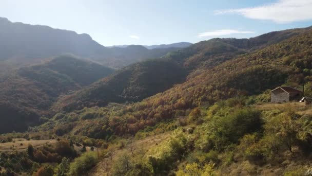 Vue Aérienne Automne Des Montagnes Rhodopes Près Village Oreshets Région — Video
