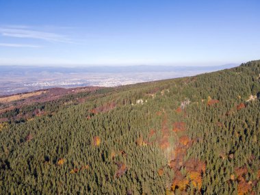 Bulgaristan 'ın başkenti Sofya' nın Vitosha Dağı 'ndaki Zlatnite Mostove (Altın Köprüler) adlı taştan nehrin hava sonbahar manzarası