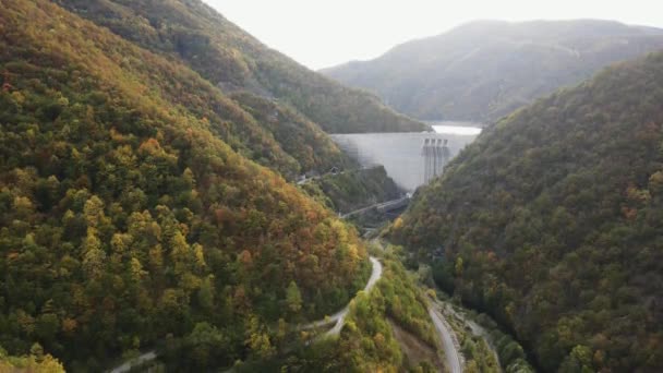 Aerial Autumn View Tsankov Kamak Reservoir Smolyan Region Bulgaria — Stock Video