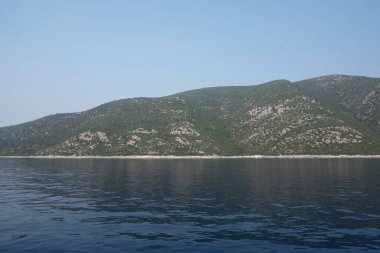 Lefkada, İyon Adaları, Yunanistan 'ın kıyı şeridinin inanılmaz panoramik manzarası
