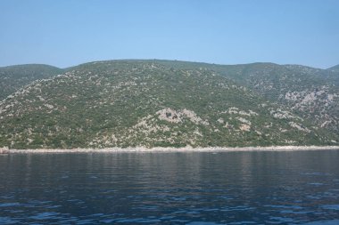 Lefkada, İyon Adaları, Yunanistan 'ın kıyı şeridinin inanılmaz panoramik manzarası