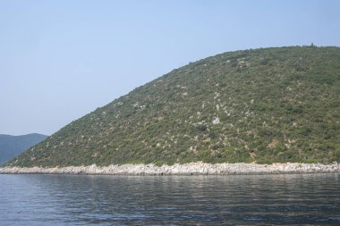 Lefkada, İyon Adaları, Yunanistan 'ın kıyı şeridinin inanılmaz panoramik manzarası