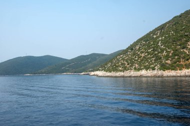 Lefkada, İyon Adaları, Yunanistan 'ın kıyı şeridinin inanılmaz panoramik manzarası