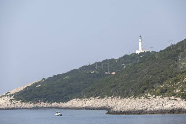 Lefkada, İyon Adaları, Yunanistan 'ın kıyı şeridinin inanılmaz panoramik manzarası