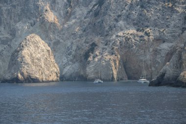 Lefkada, İyon Adaları, Yunanistan 'ın kıyı şeridinin inanılmaz panoramik manzarası