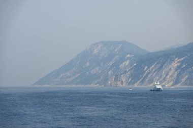 Lefkada, İyon Adaları, Yunanistan 'ın kıyı şeridinin inanılmaz panoramik manzarası