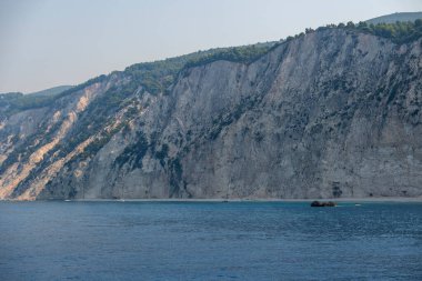 Lefkada, İyon Adaları, Yunanistan 'ın kıyı şeridinin inanılmaz panoramik manzarası
