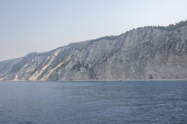 Lefkada, İyon Adaları, Yunanistan 'ın kıyı şeridinin inanılmaz panoramik manzarası