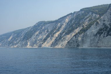 Lefkada, İyon Adaları, Yunanistan 'ın kıyı şeridinin inanılmaz panoramik manzarası