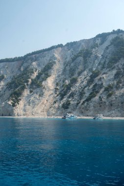 Lefkada, İyon Adaları, Yunanistan 'ın kıyı şeridinin inanılmaz panoramik manzarası