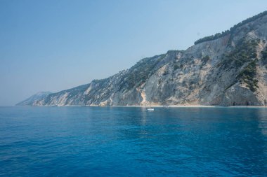 Lefkada, İyon Adaları, Yunanistan 'ın kıyı şeridinin inanılmaz panoramik manzarası