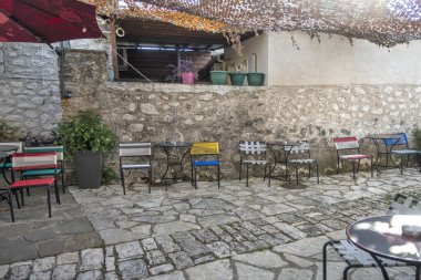 Pamvotida 'daki Ada Panoraması Ioannina, Epirus, Yunanistan