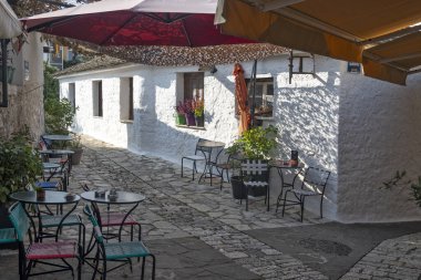 Pamvotida 'daki Ada Panoraması Ioannina, Epirus, Yunanistan