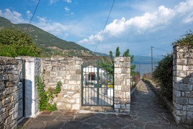 Pamvotida 'daki Ada Panoraması Ioannina, Epirus, Yunanistan