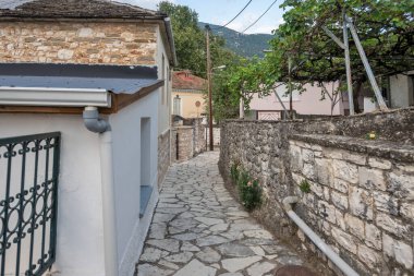 Pamvotida 'daki Ada Panoraması Ioannina, Epirus, Yunanistan