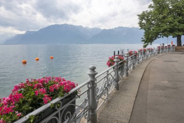 Vevey kasabasından Cenevre Gölü 'ne, Vaud Kantonu, İsviçre